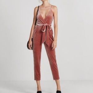 Express Pink Velvet Jumpsuit NWT